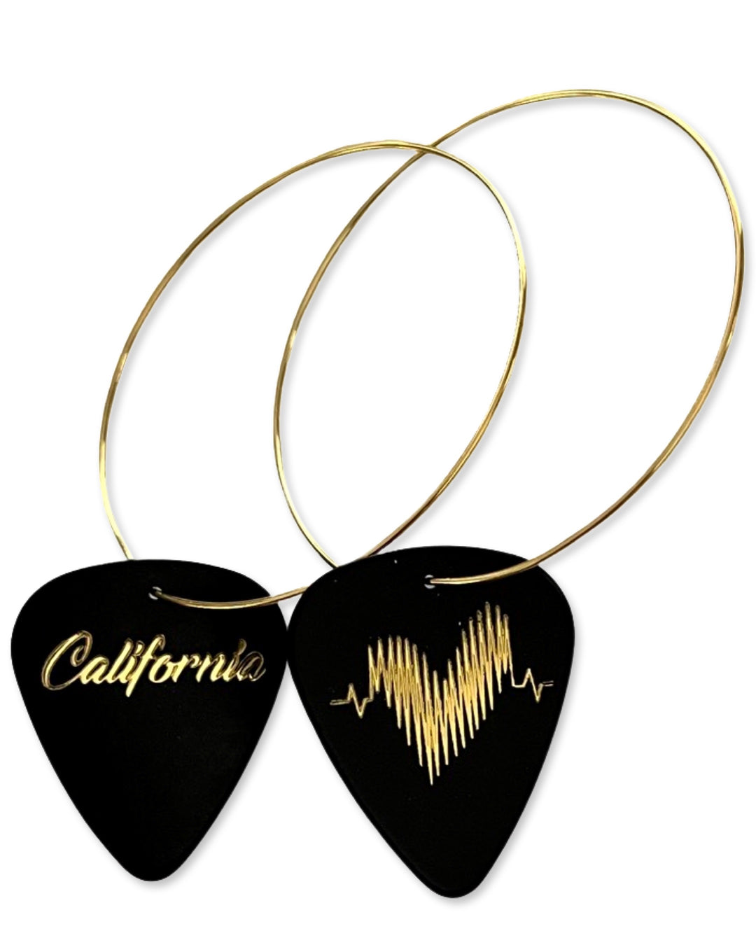 California Black Gold Reversible Single Guitar Pick Earrings
