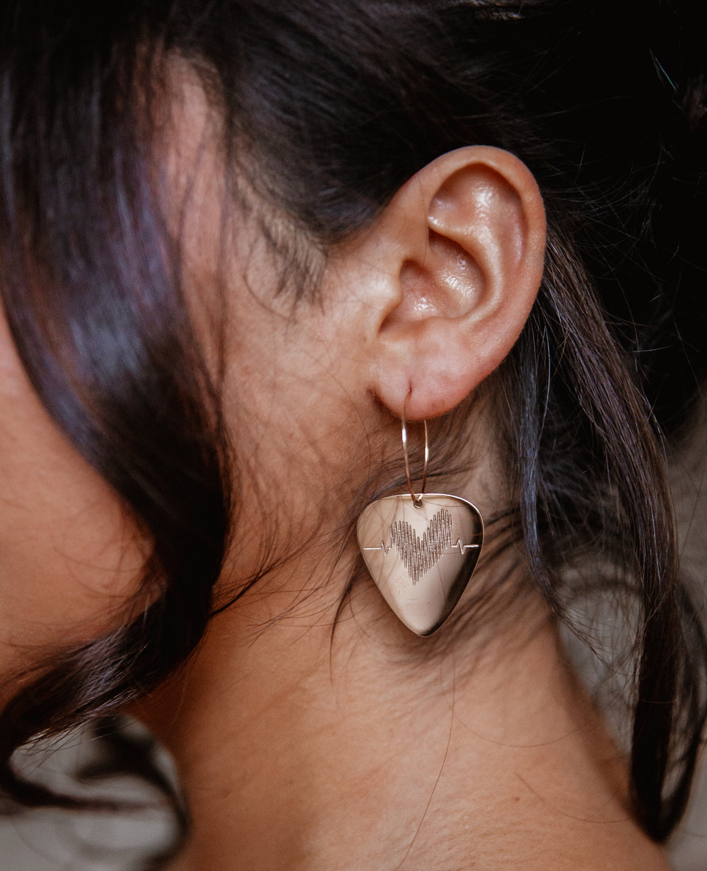 Groupie Love Rose Gold Single Guitar Pick Earrings