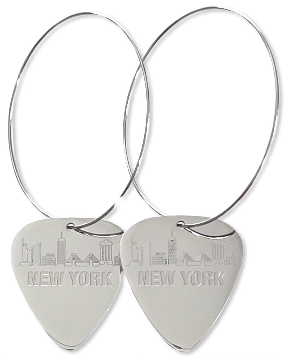 New York Skyline Steel Reversible Single Guitar Pick Earrings