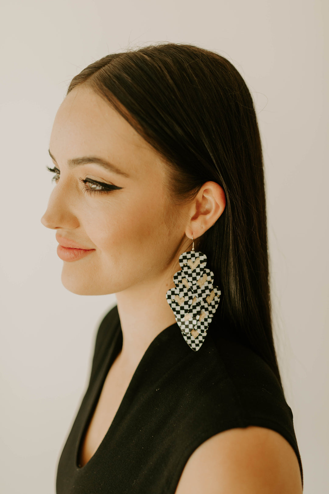 Groupie Love Checkerboard Gold Major Guitar Pick Earrings