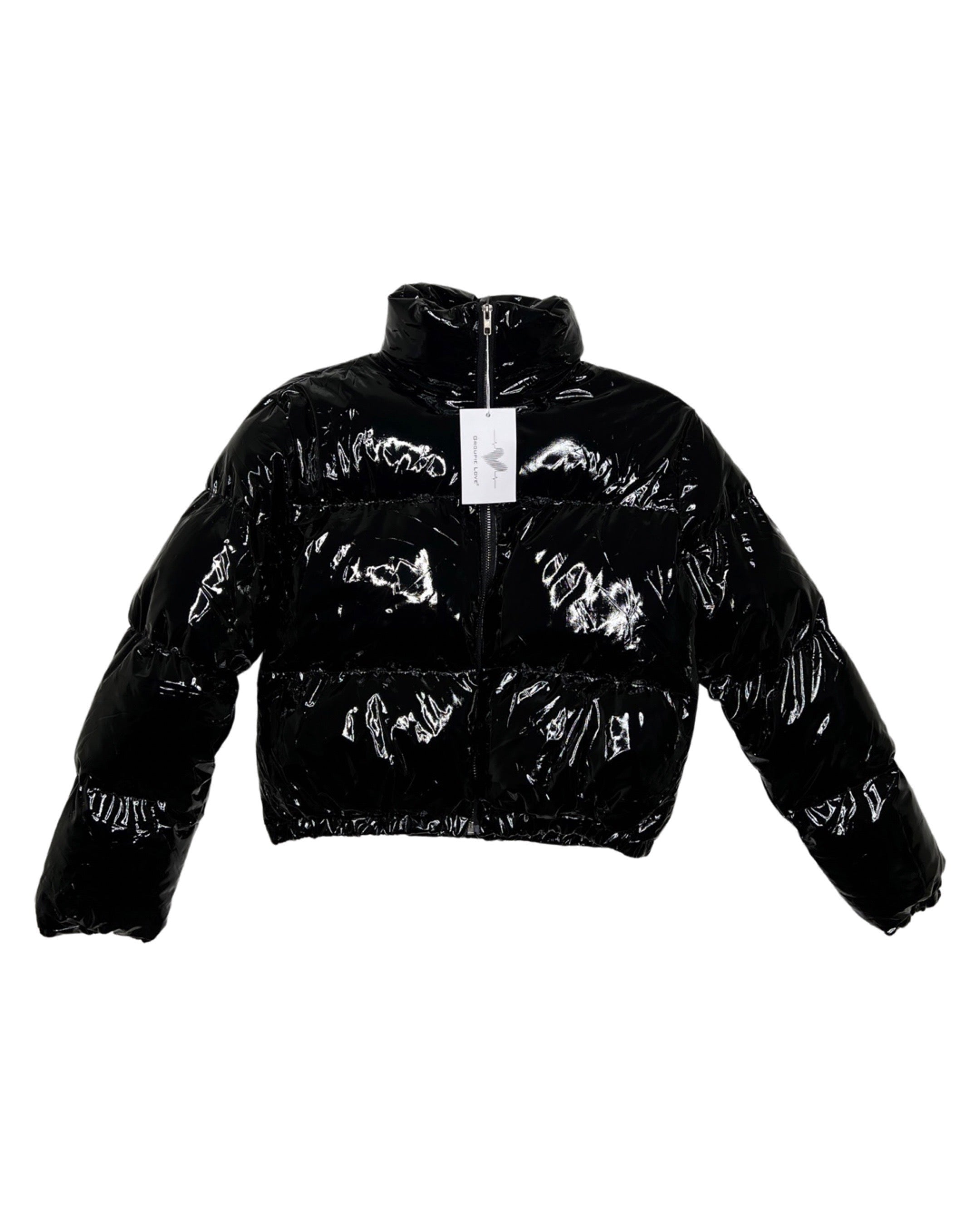 Shiny Puffer Cropped Puffer Jacket Vinyl Latex Vinyl Puffer Jacket Fashion Nova Red Vinyl Cropped Puffer