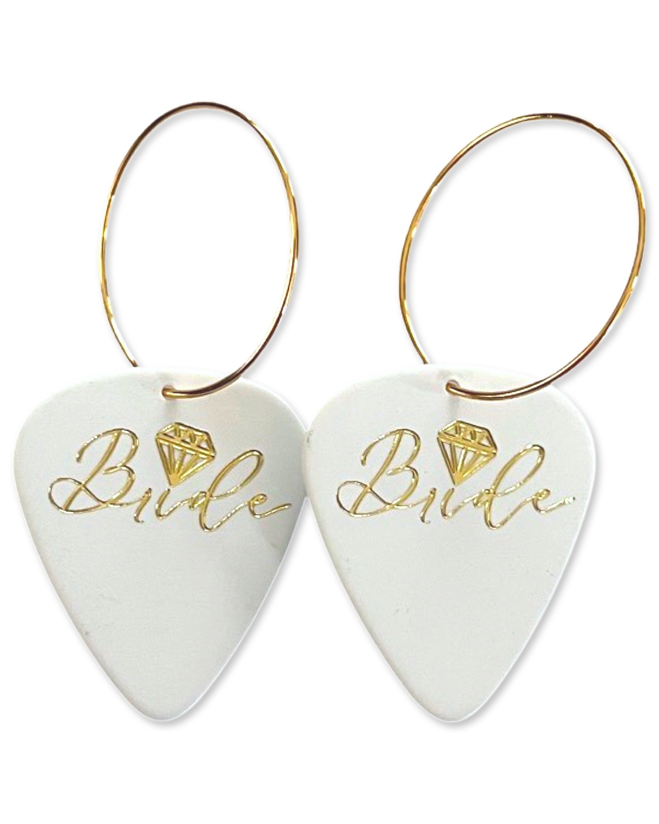 Bride White Gold Reversible Single Guitar Pick Earrings