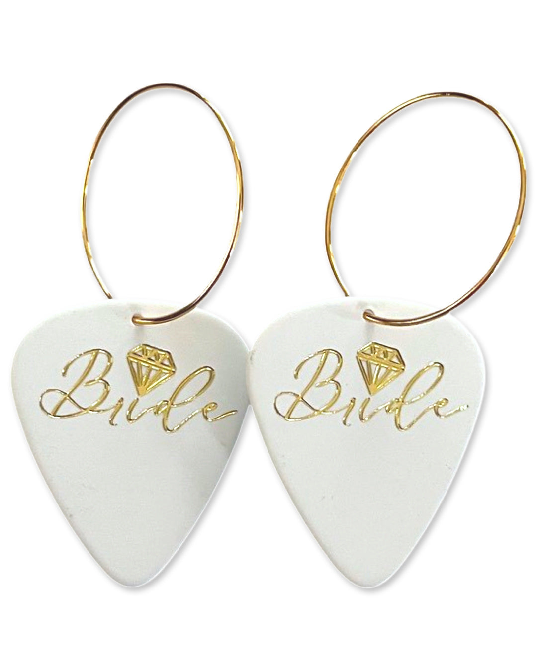Bride White Gold Reversible Single Guitar Pick Earrings