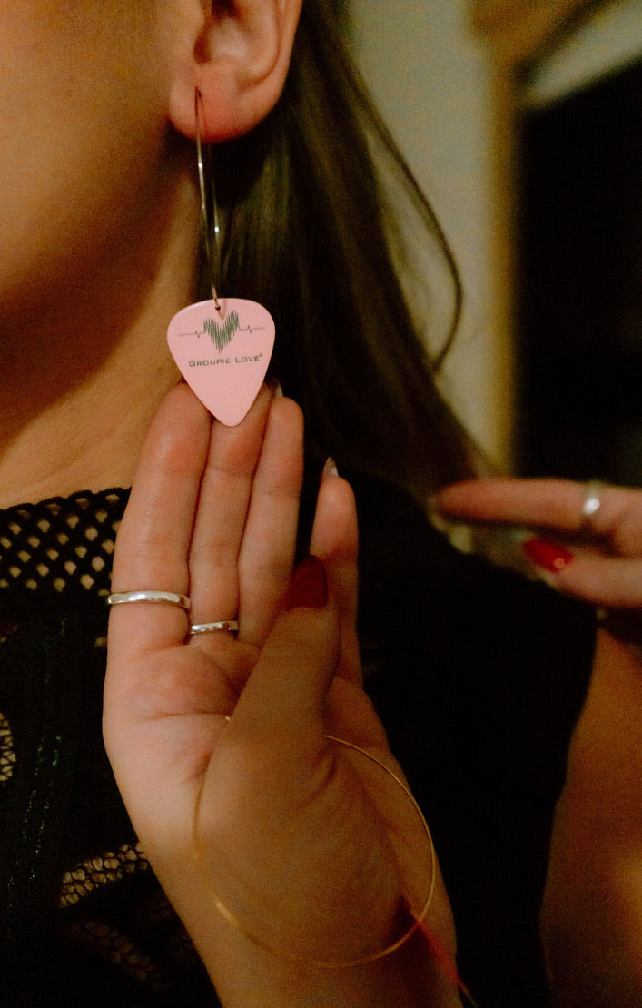 Groupie Love Pink Single Guitar Pick Earrings