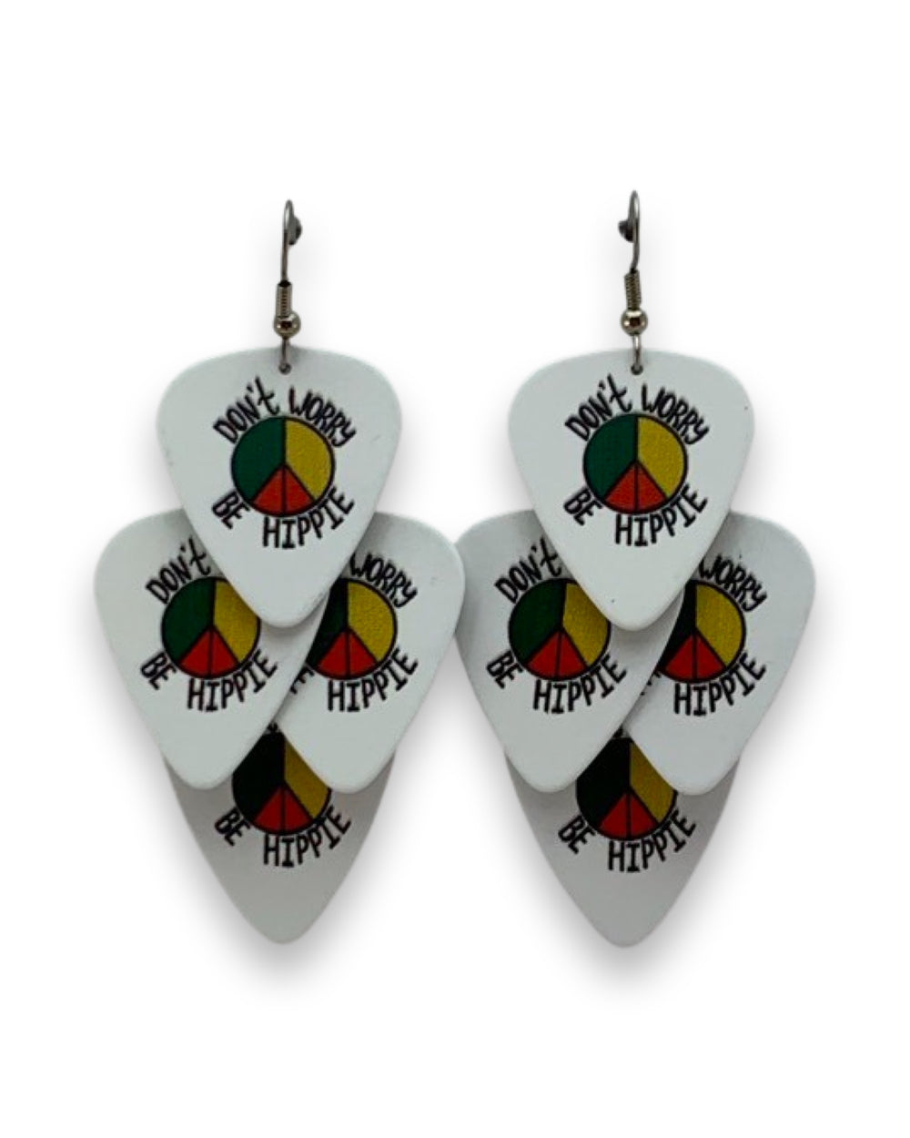 Don't Worry Be Hippie Minor Guitar Pick Earrings