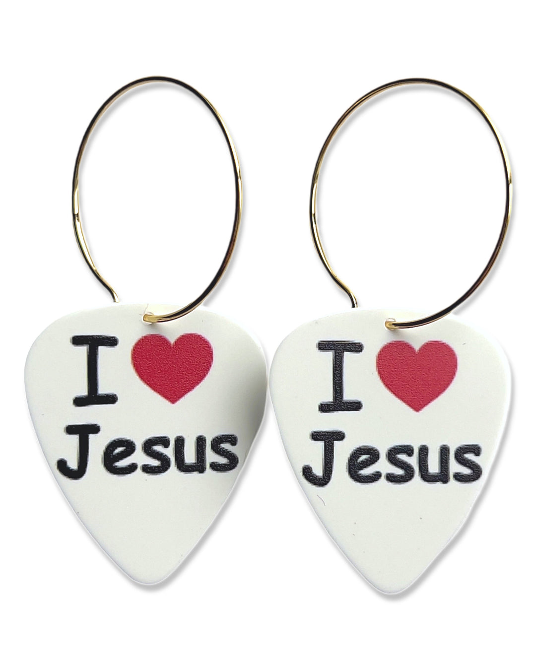 I Love Jesus Single Guitar Pick Earrings