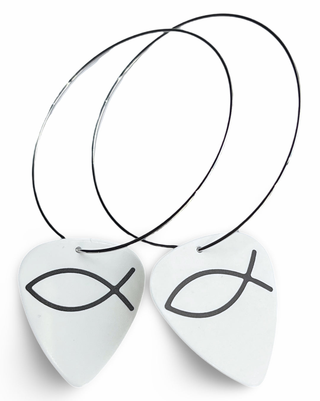Jesus Fish Single Guitar Pick Earrings