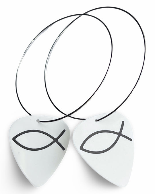 Jesus Fish Single Guitar Pick Earrings
