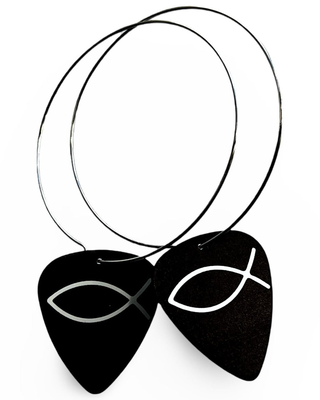 Jesus Fish Single Guitar Pick Earrings