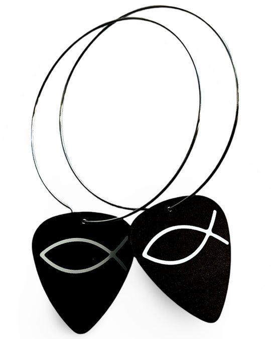 Jesus Fish Single Guitar Pick Earrings