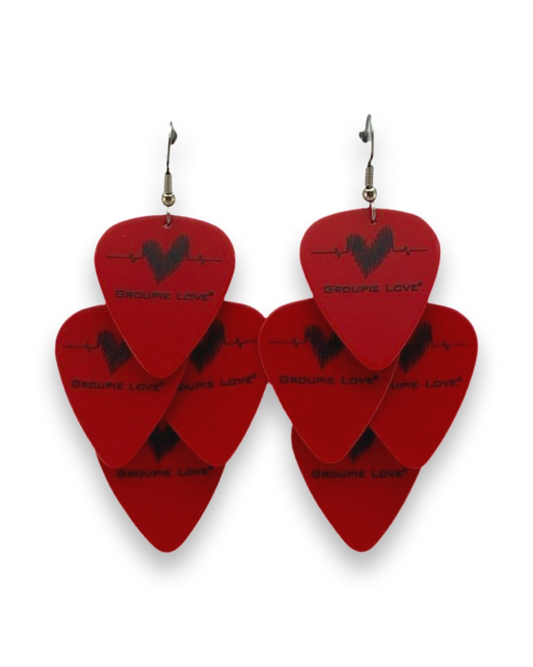 Groupie Love Red Minor Guitar Pick Earrings