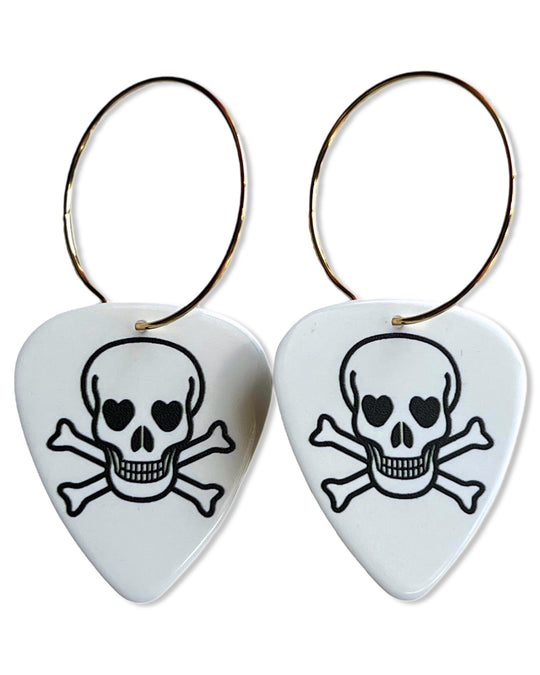 Skull Groupie Love Single Guitar Pick Earrings