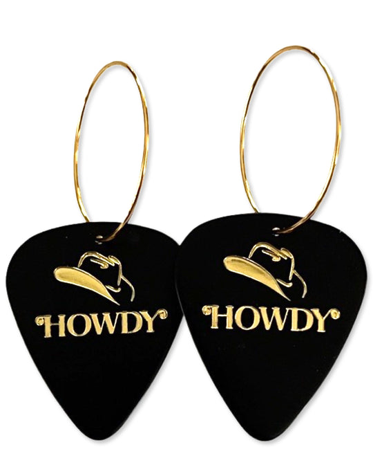 Howdy Black Gold Reversible Single Guitar Pick Earrings