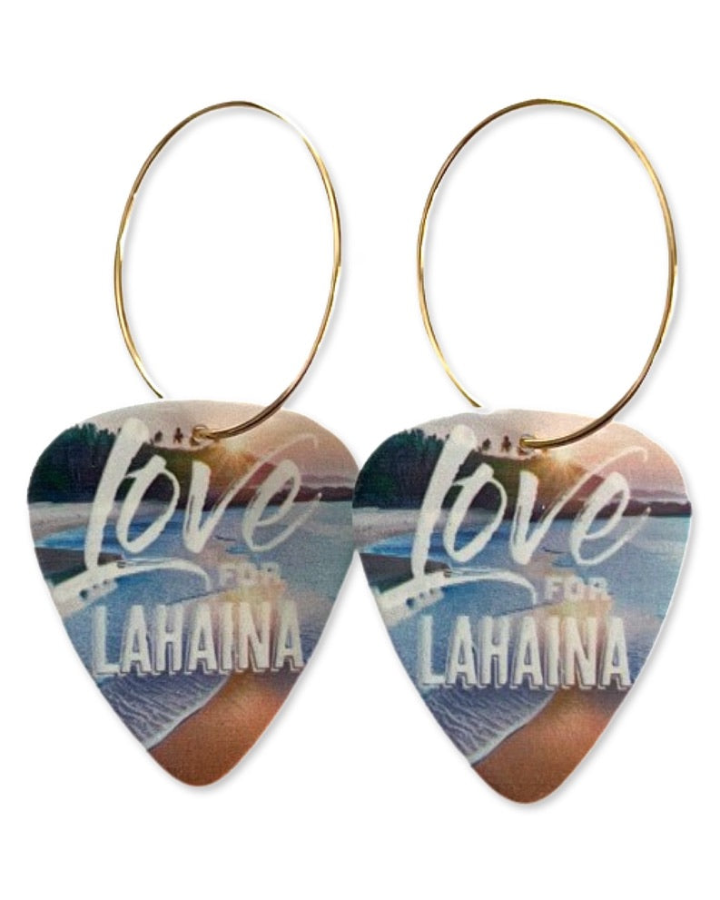 WS Love for Lahaina Sunset Single Guitar Pick Earrings