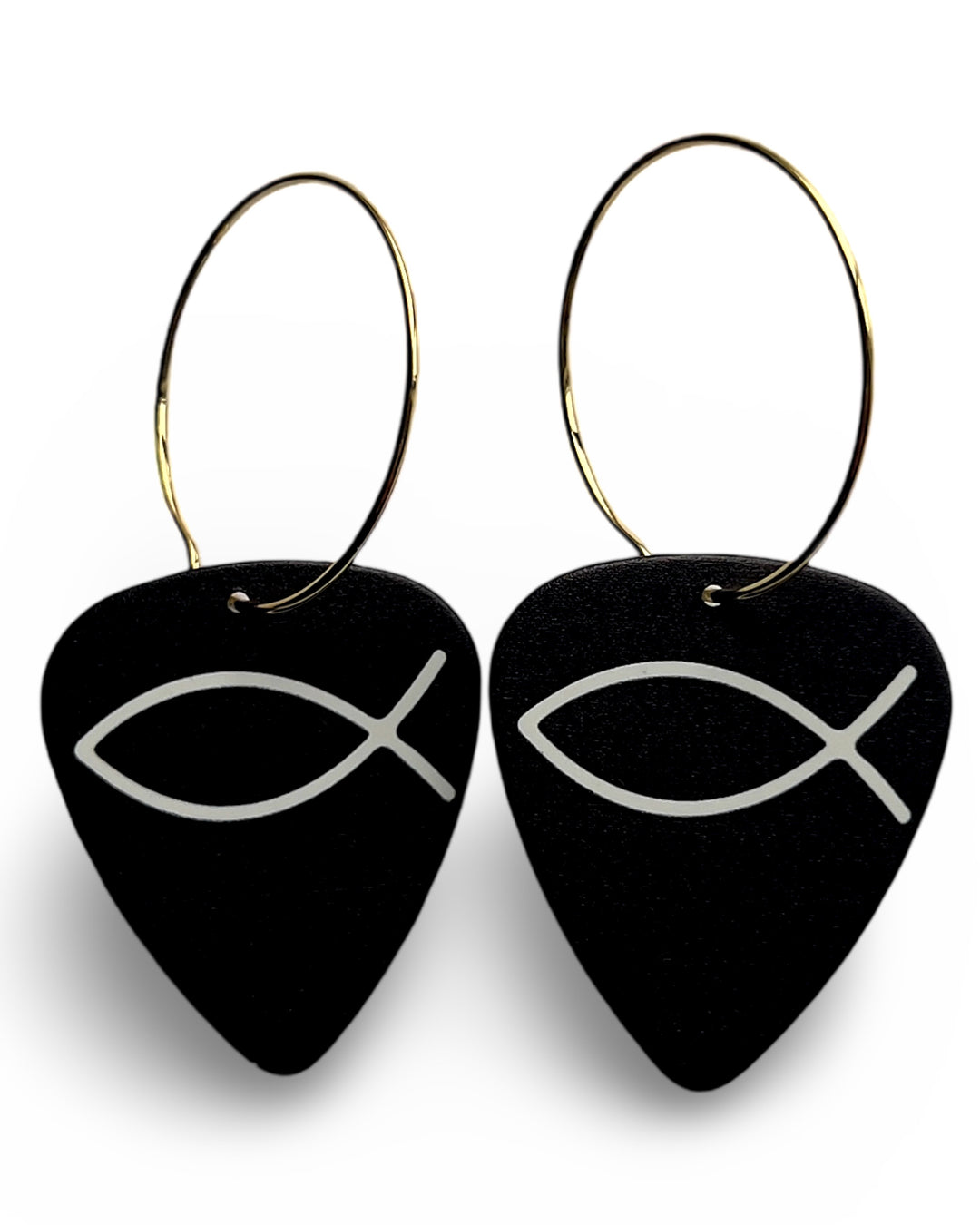 Jesus Fish Single Guitar Pick Earrings