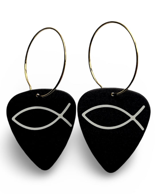 Jesus Fish Single Guitar Pick Earrings