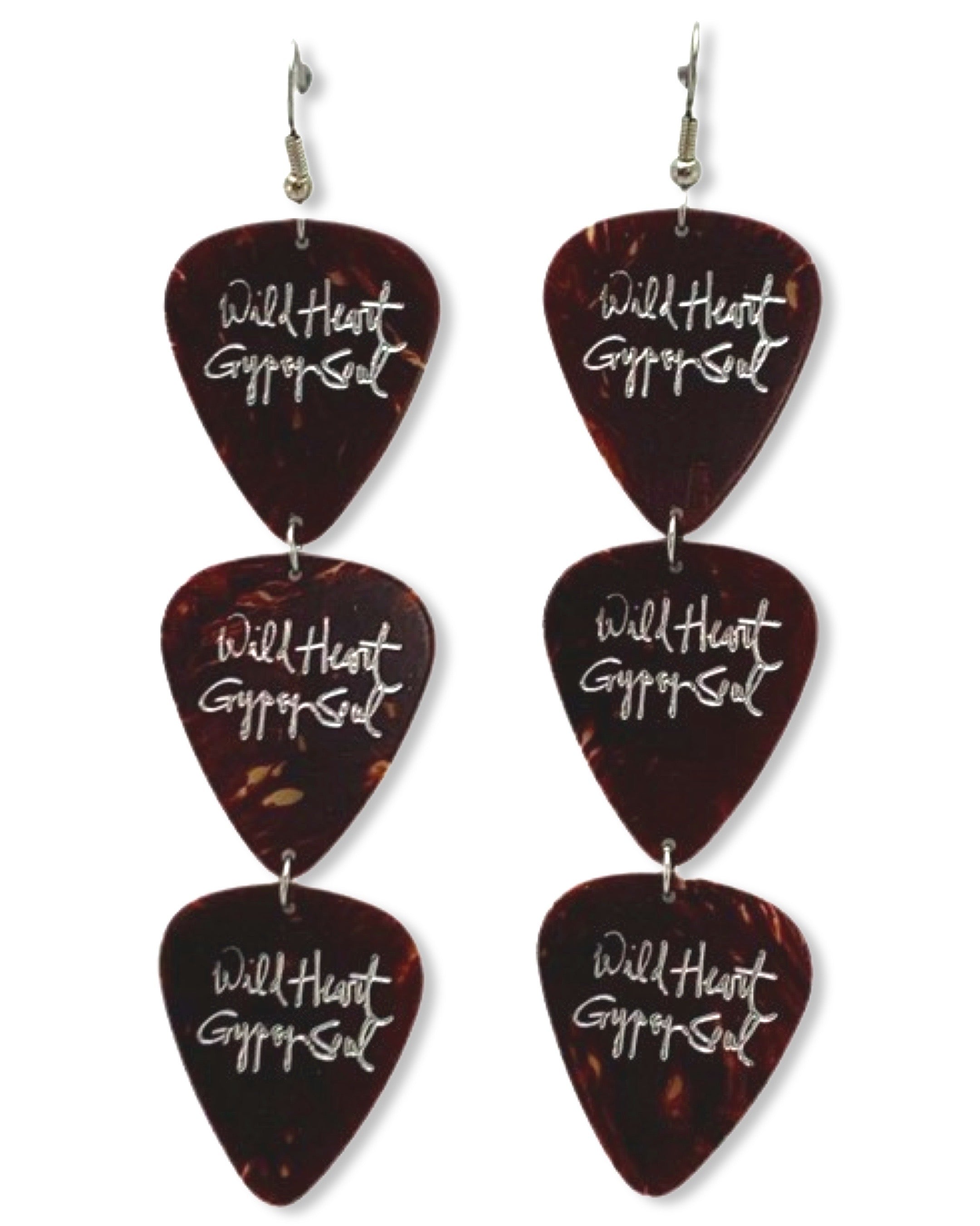 Wild Heart Gypsy Soul Tortoise Triple Guitar Pick Earrings