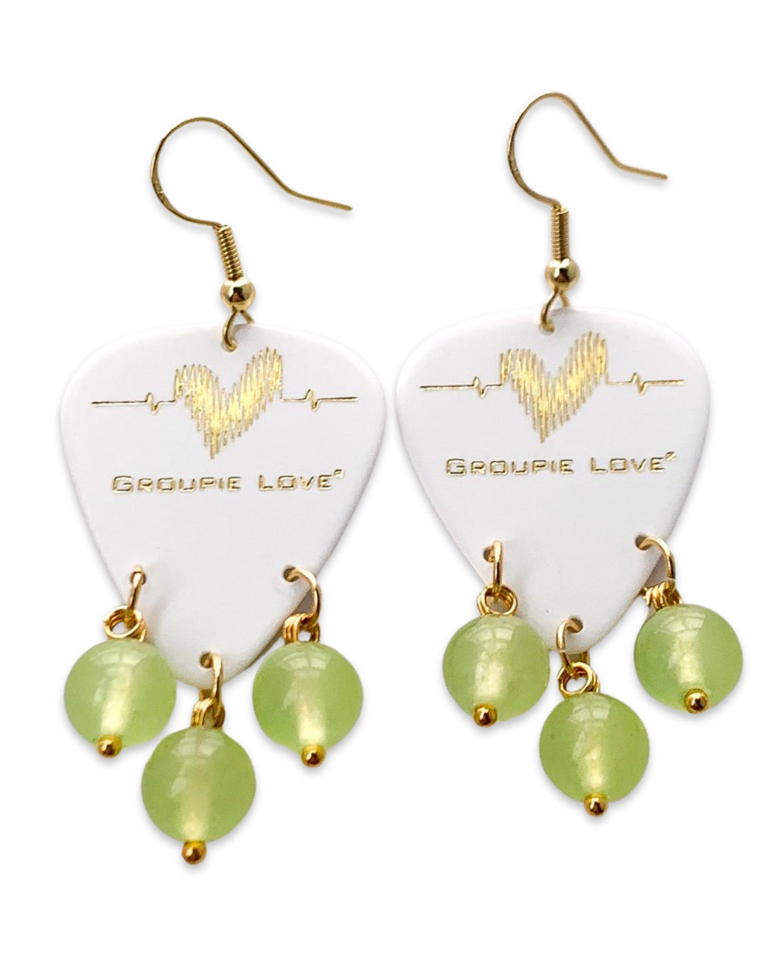 Groupie Love White Gold Peridot Guitar Pick Earrings