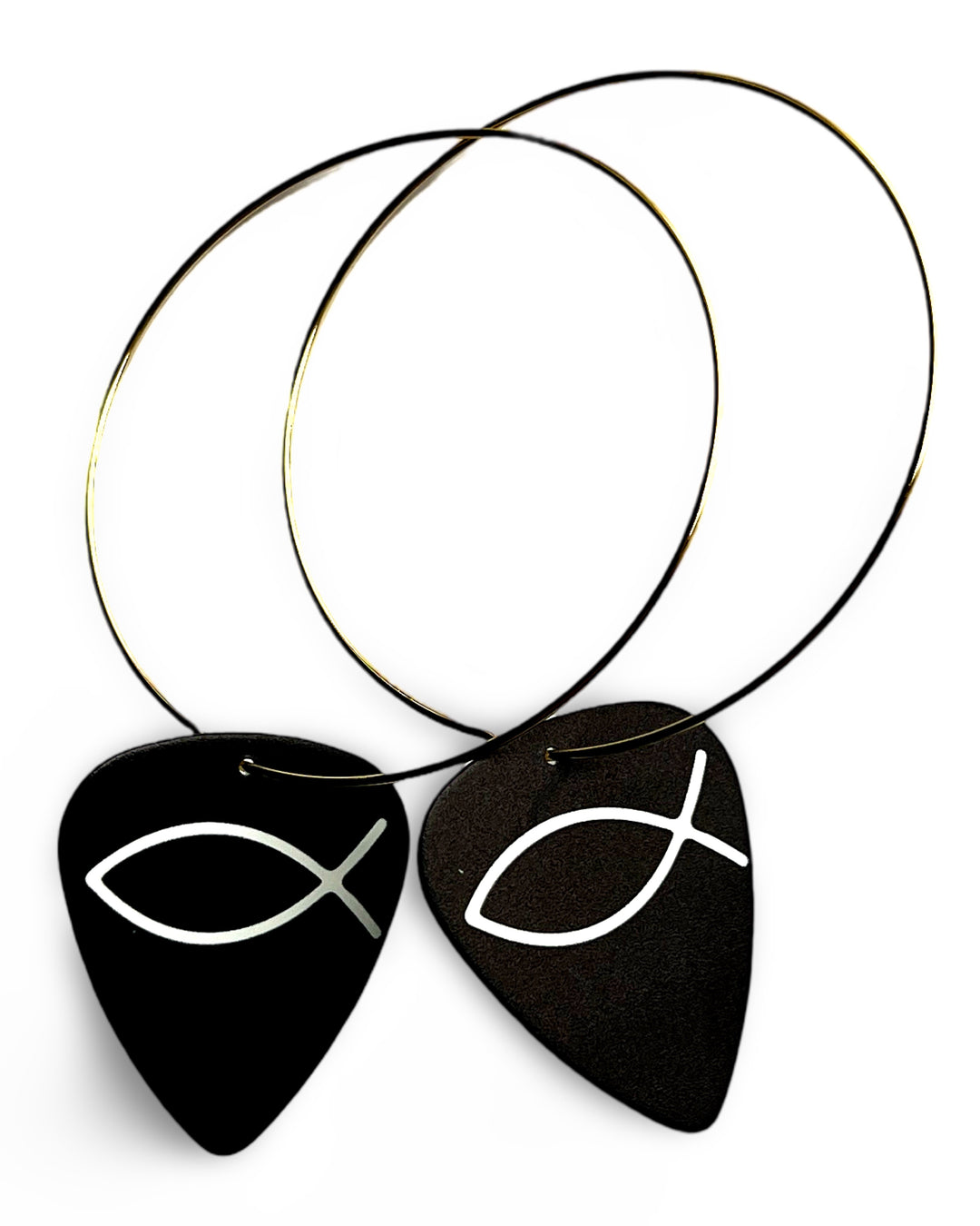 Jesus Fish Single Guitar Pick Earrings