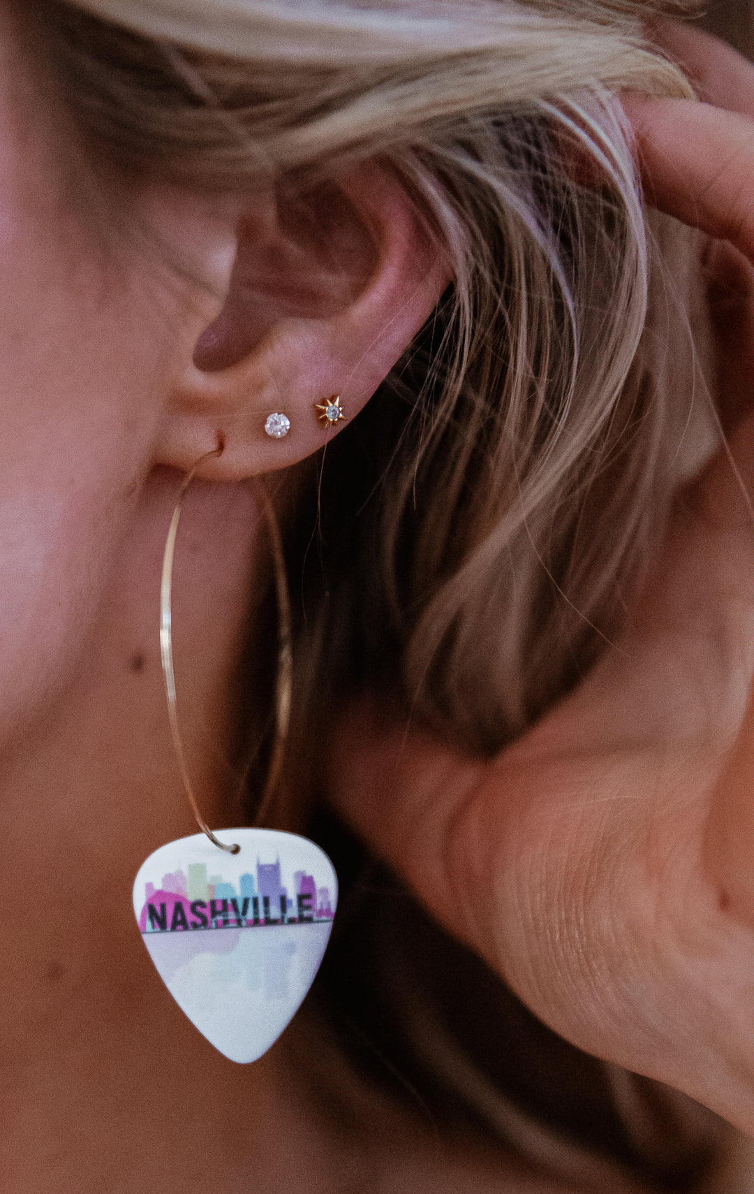 Nashville Skyline Colorful Single Guitar Pick Earrings