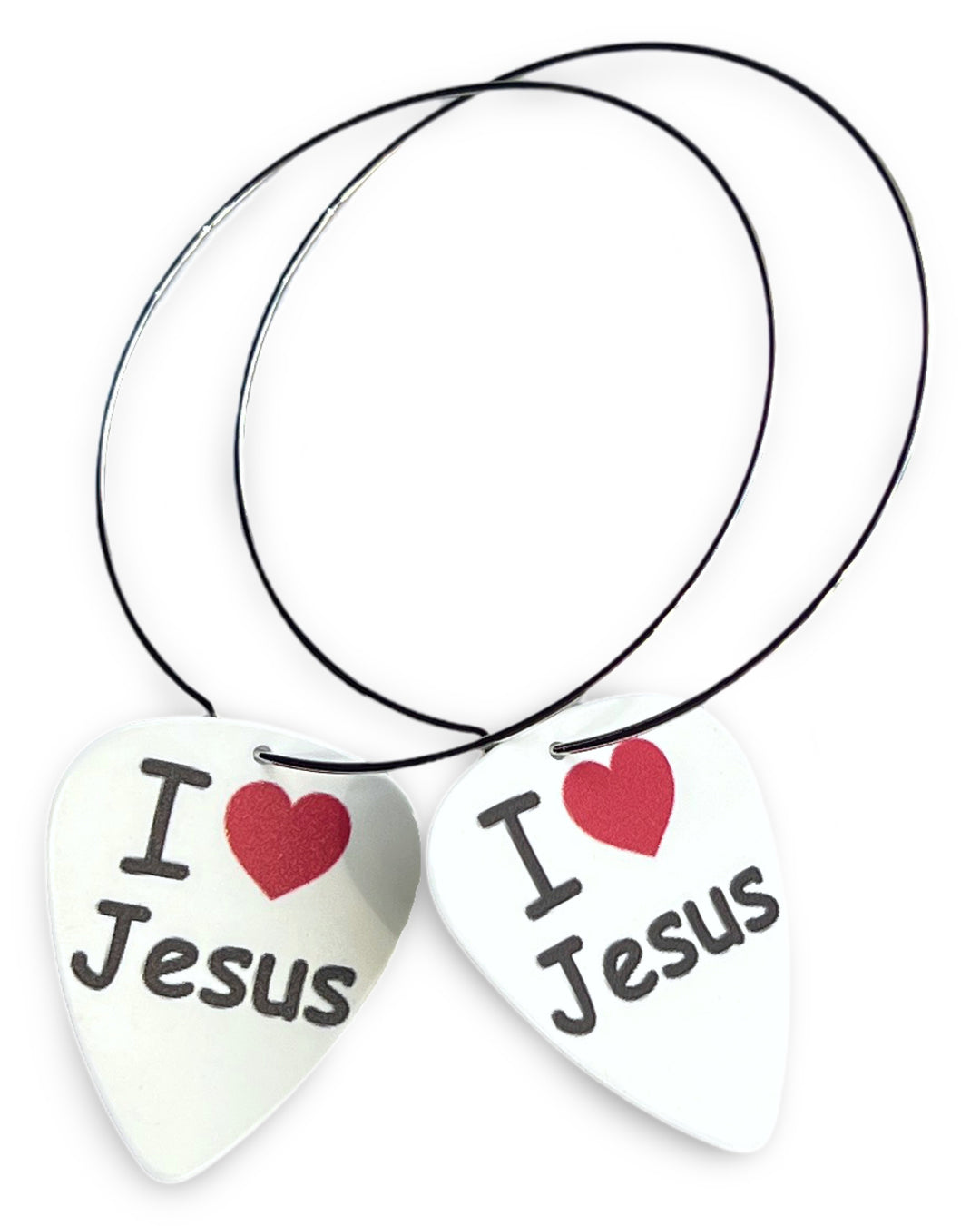 I Love Jesus Single Guitar Pick Earrings