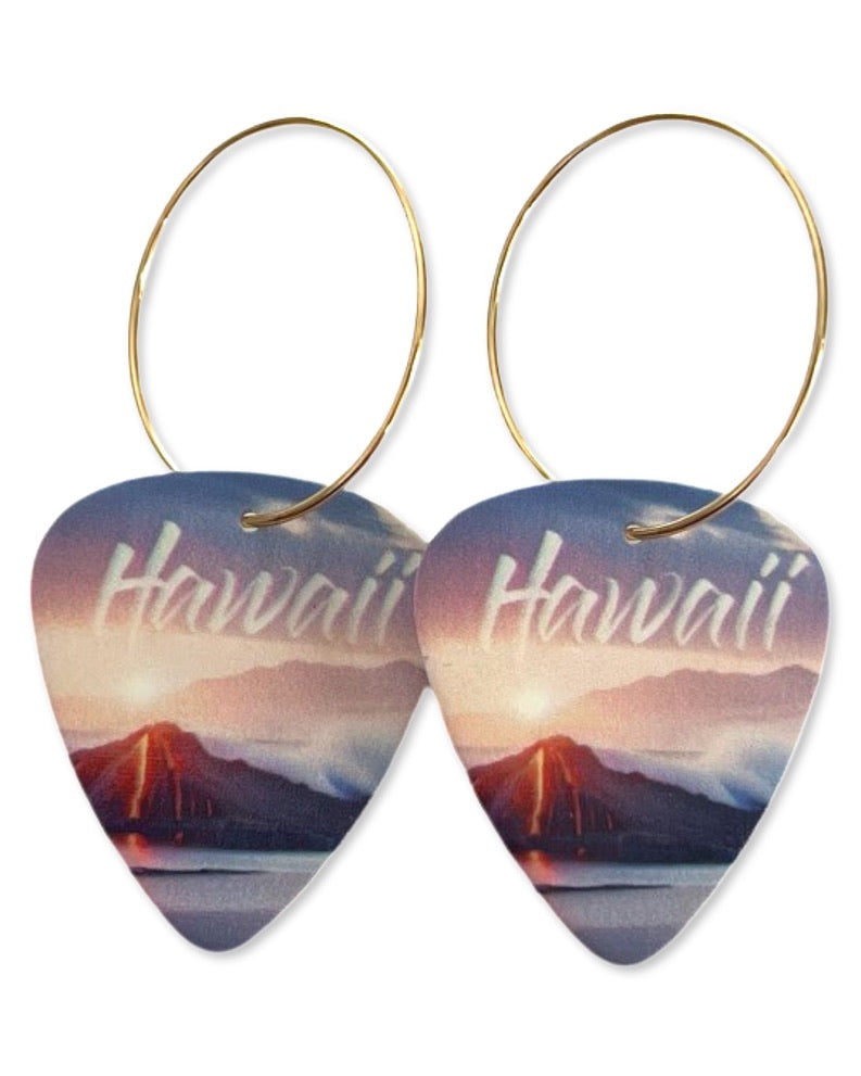Hawaii Volcano Single Guitar Pick Earrings