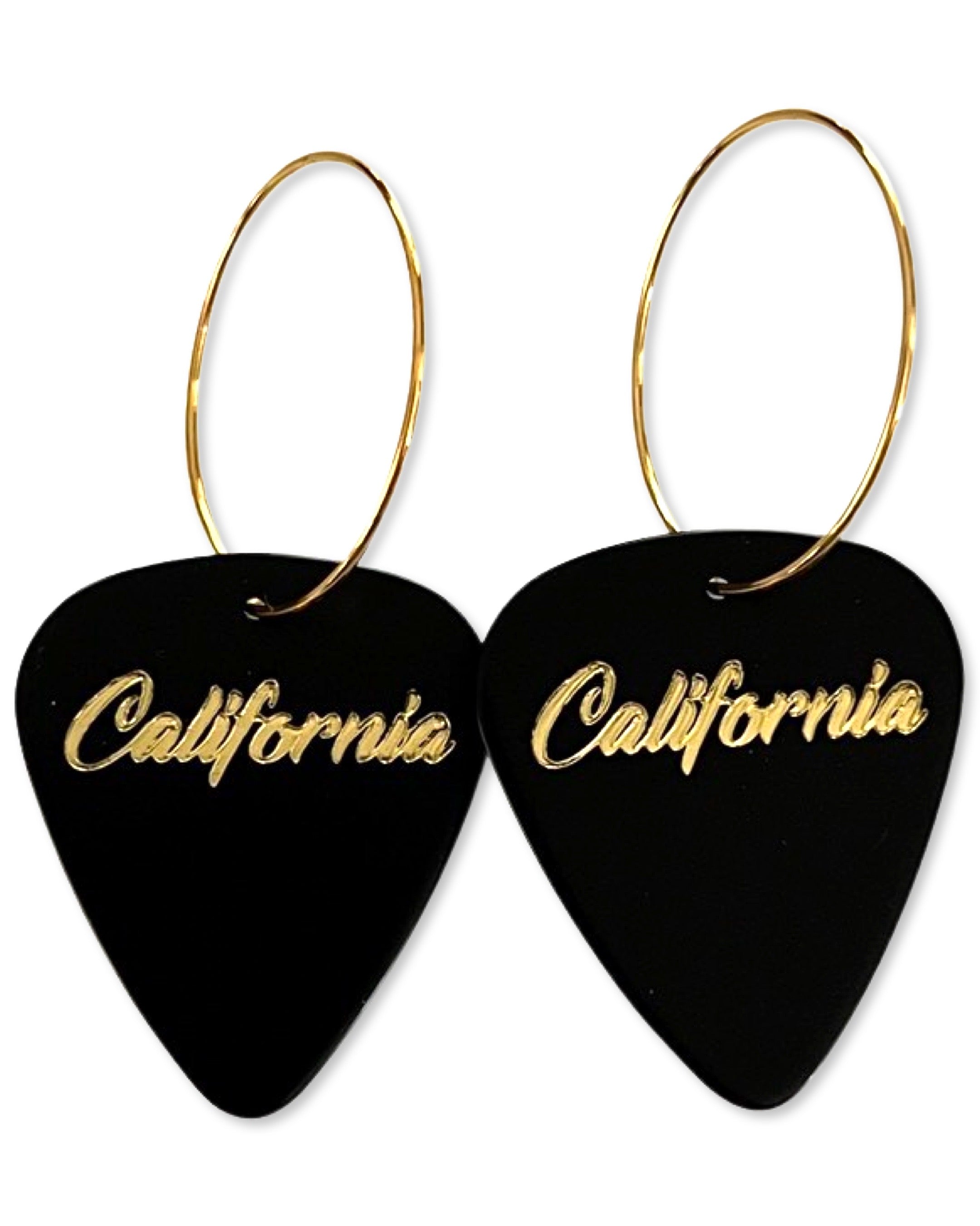 California Black Gold Reversible Single Guitar Pick Earrings