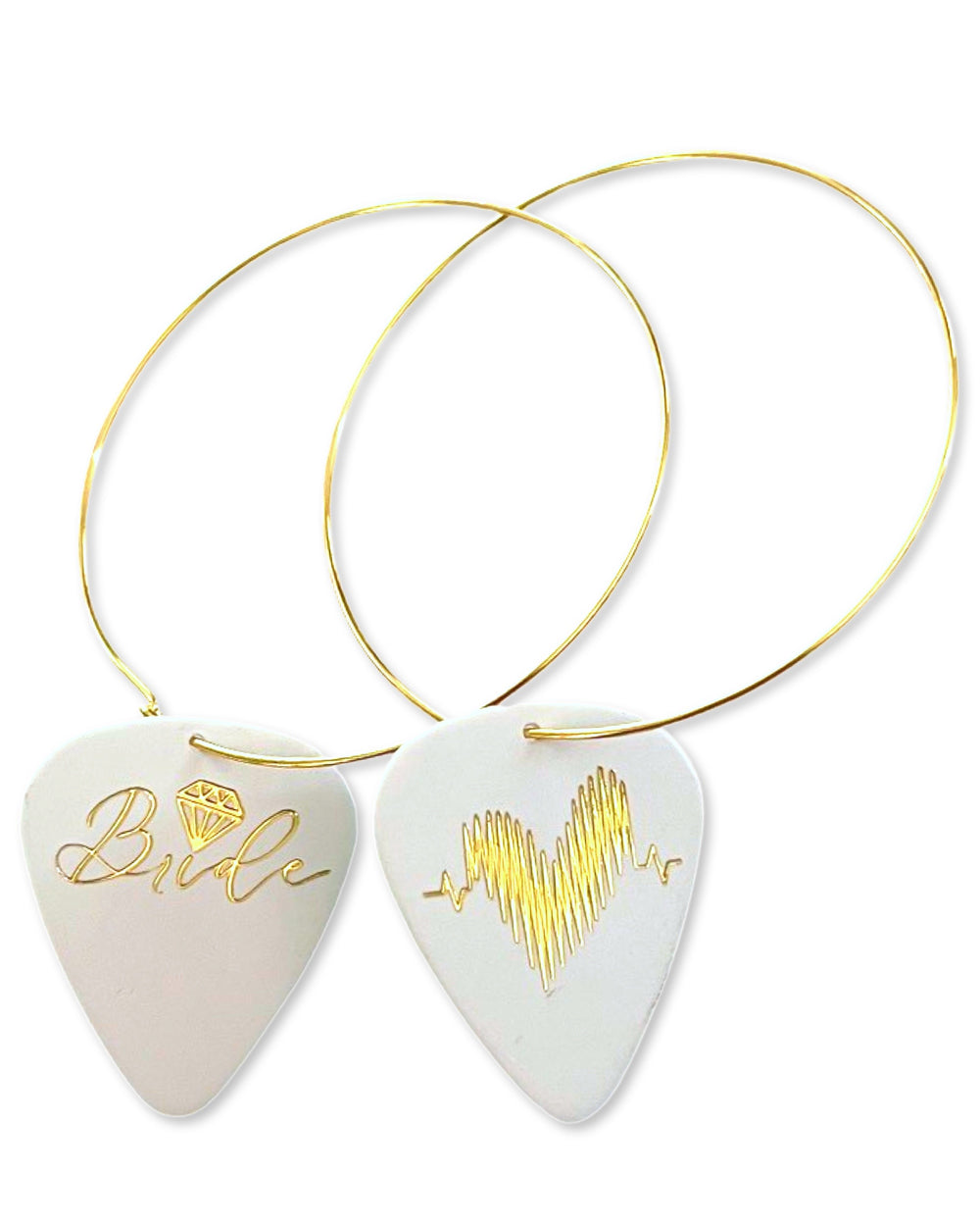WS Bride White Gold Reversible Single Guitar Pick Earrings