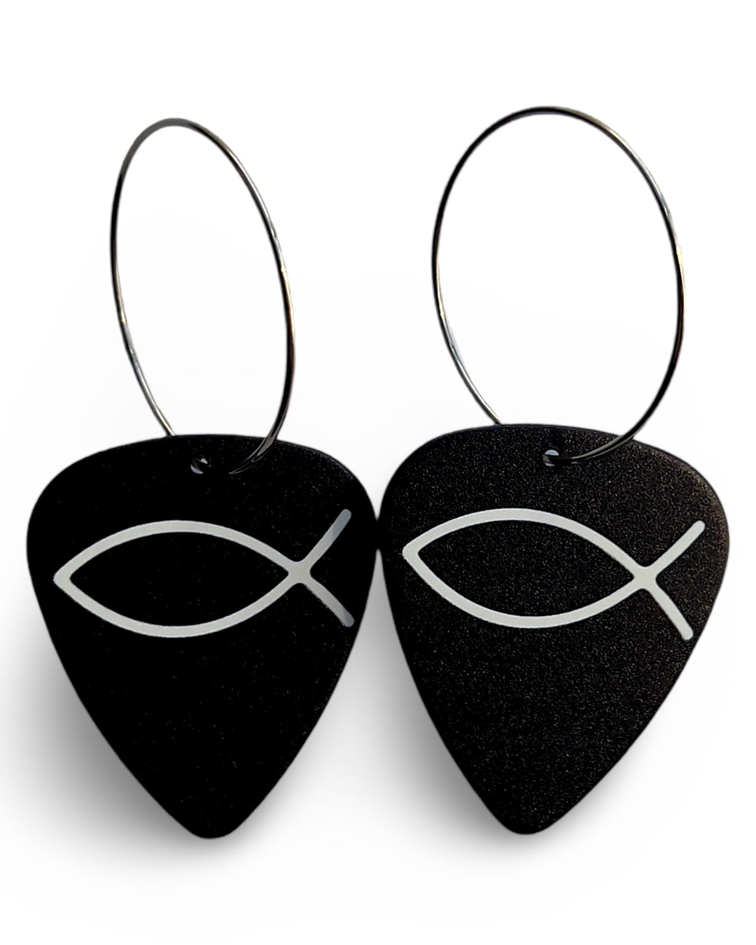 Jesus Fish Single Guitar Pick Earrings
