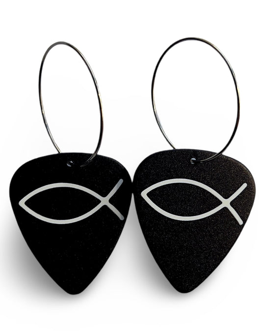 Jesus Fish Single Guitar Pick Earrings