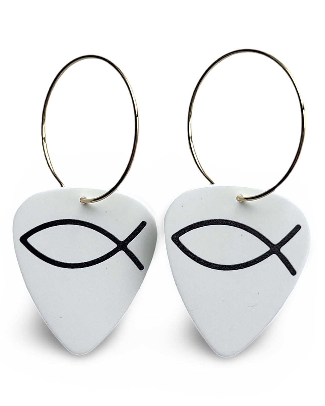 Jesus Fish Single Guitar Pick Earrings