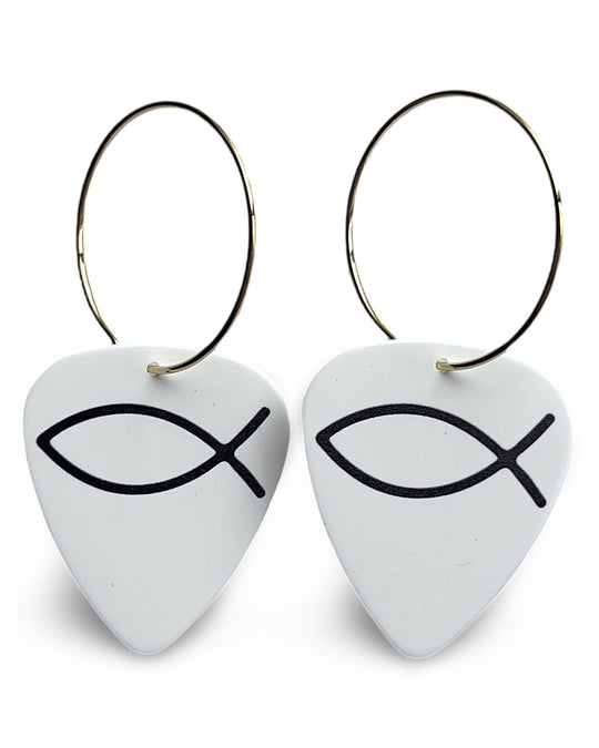 Jesus Fish Single Guitar Pick Earrings
