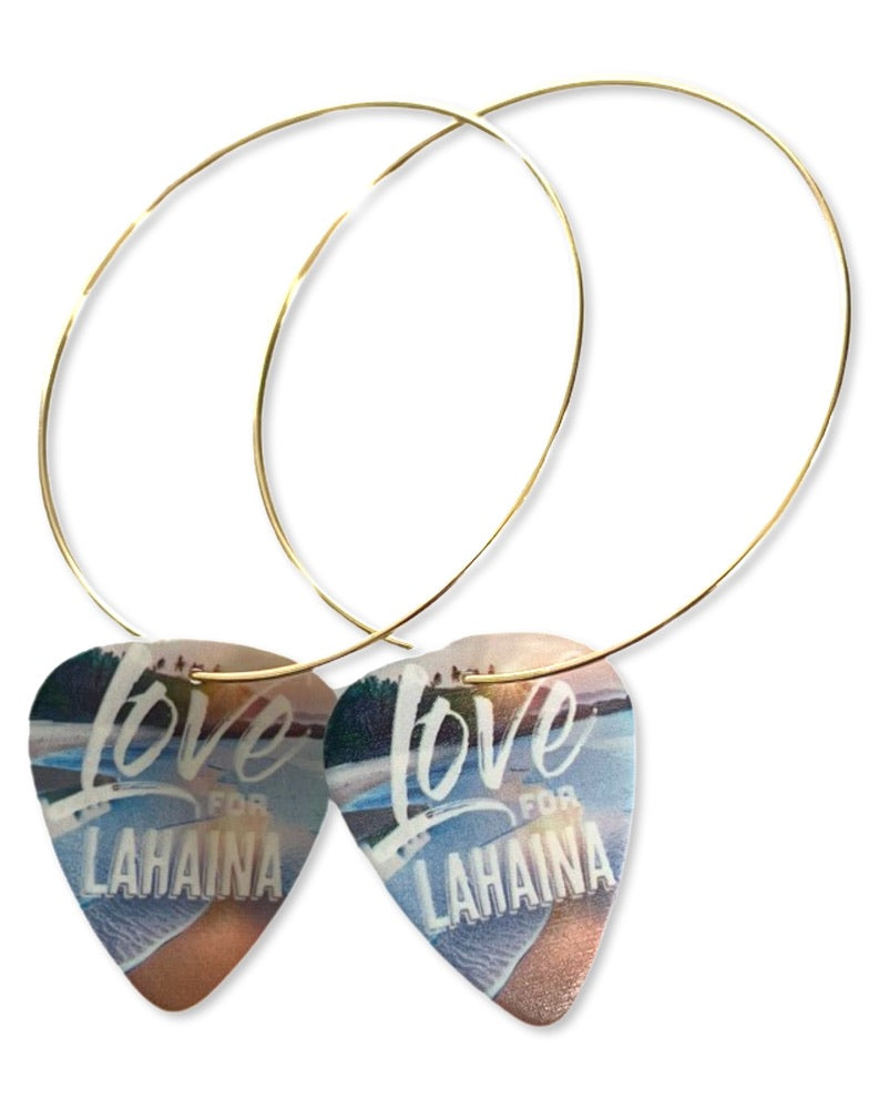 Love for Lahaina Sunset Single Guitar Pick Earrings