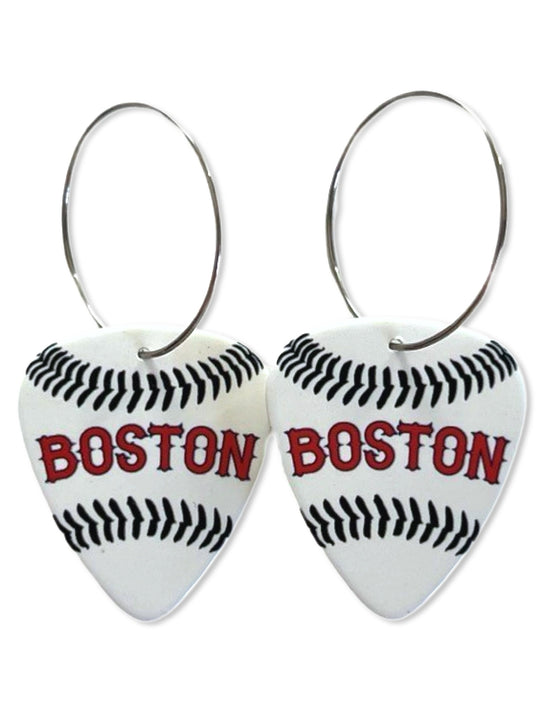 Boston Baseball Reversible Single Guitar Pick Earrings