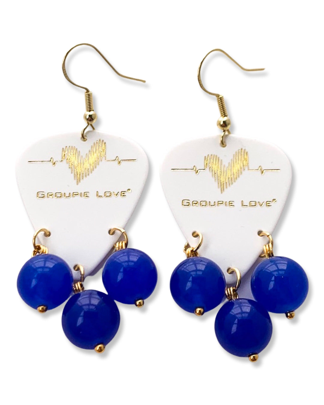 Groupie Love White Gold Sapphire Guitar Pick Earrings