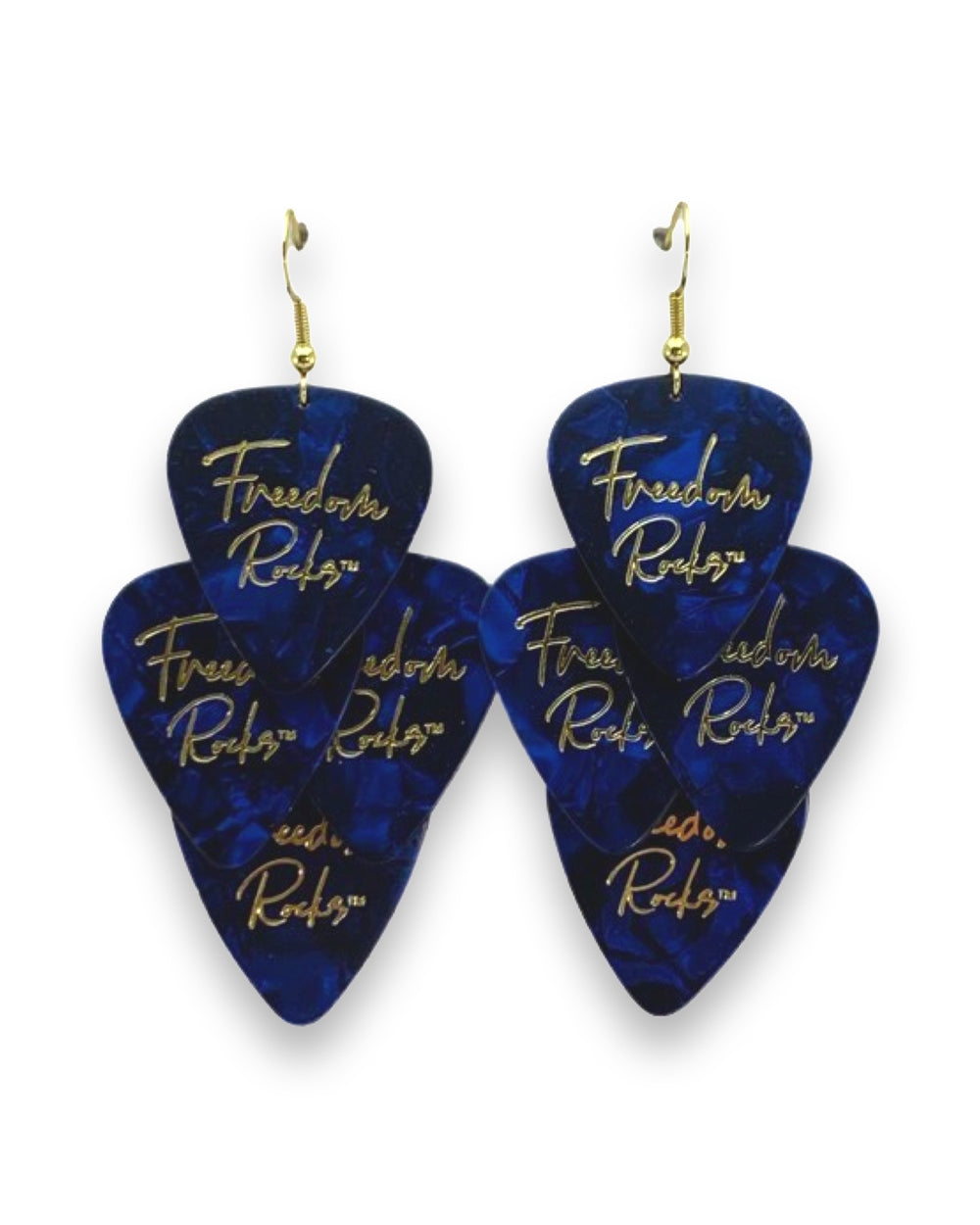Freedom Rocks Blue Minor Guitar Pick Earrings