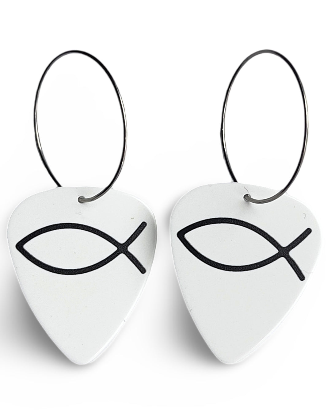 Jesus Fish Single Guitar Pick Earrings