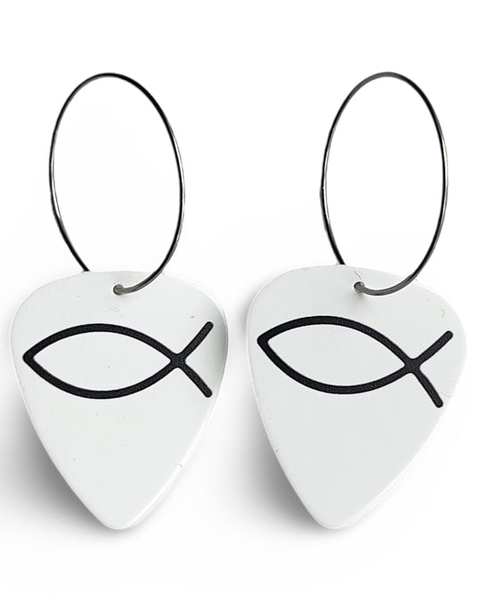 Jesus Fish Single Guitar Pick Earrings