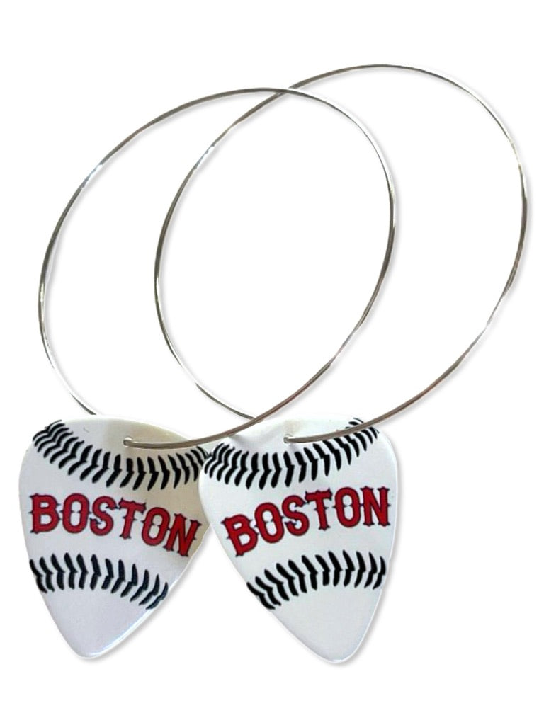 Boston Baseball Reversible Single Guitar Pick Earrings