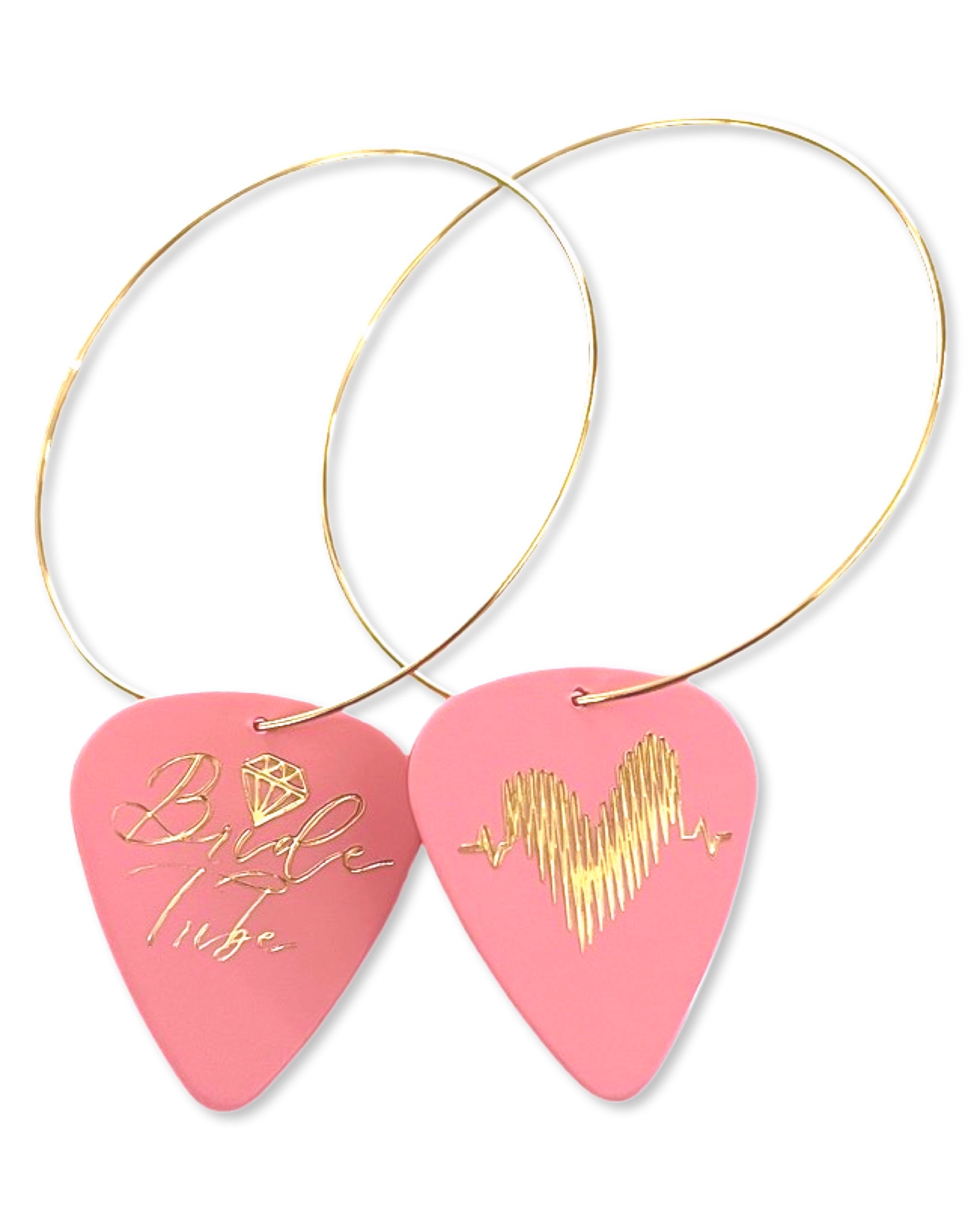 Bride Tribe Pink Gold Reversible Single Guitar Pick Earrings