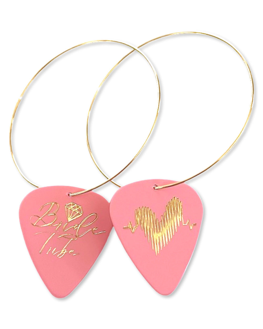 WS Bride Tribe Pink Gold Reversible Single Guitar Pick Earrings