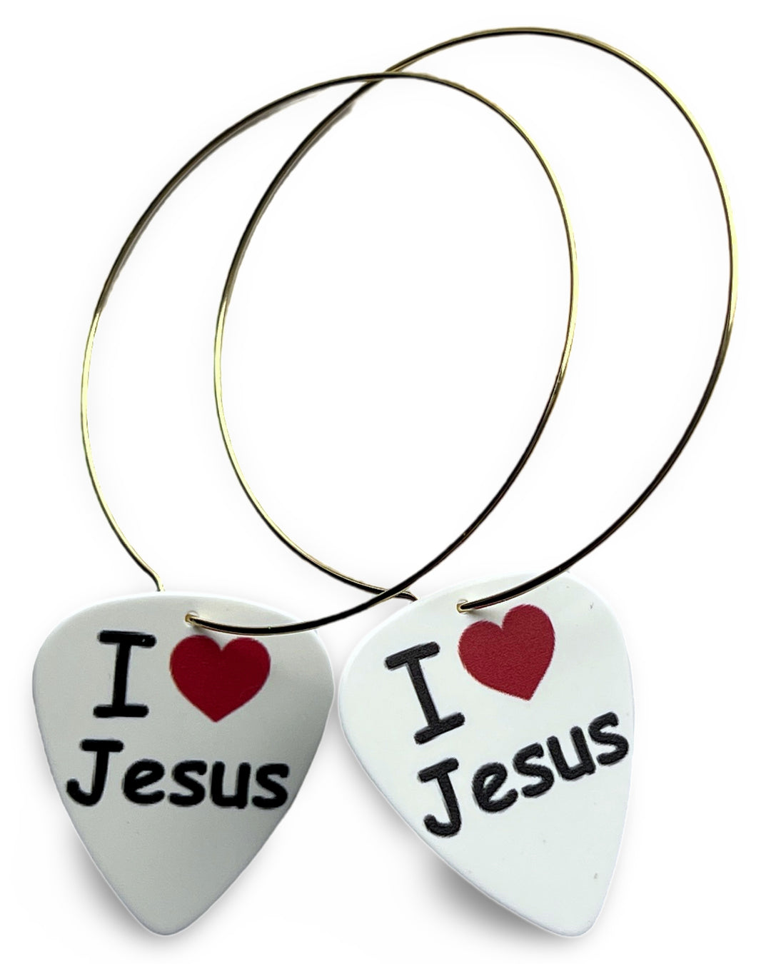I Love Jesus Single Guitar Pick Earrings