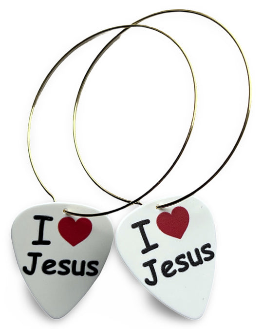 I Love Jesus Single Guitar Pick Earrings