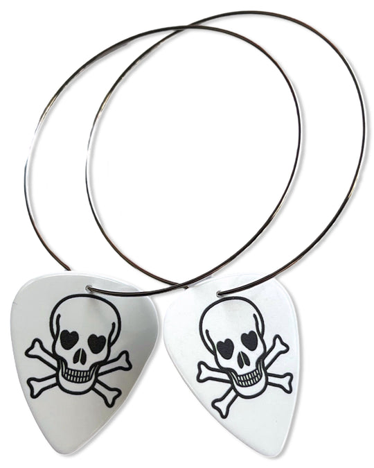 Skull Groupie Love Single Guitar Pick Earrings