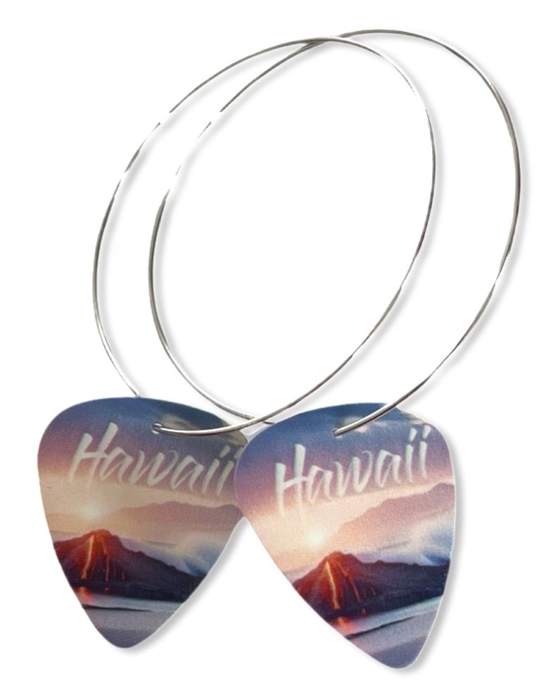 Hawaii Volcano Single Guitar Pick Earrings