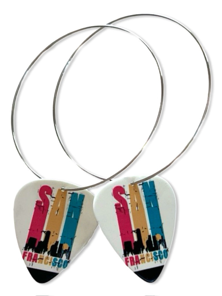 WS San Francisco Color Block Reversible Single Guitar Pick Earrings