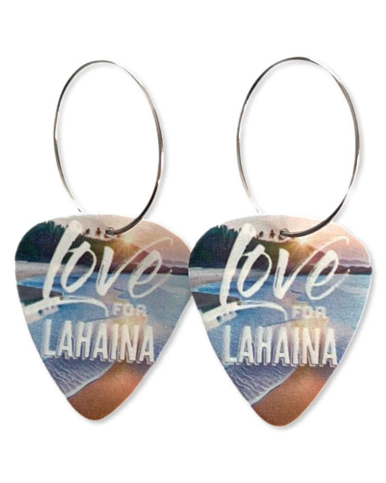Love for Lahaina Sunset Single Guitar Pick Earrings