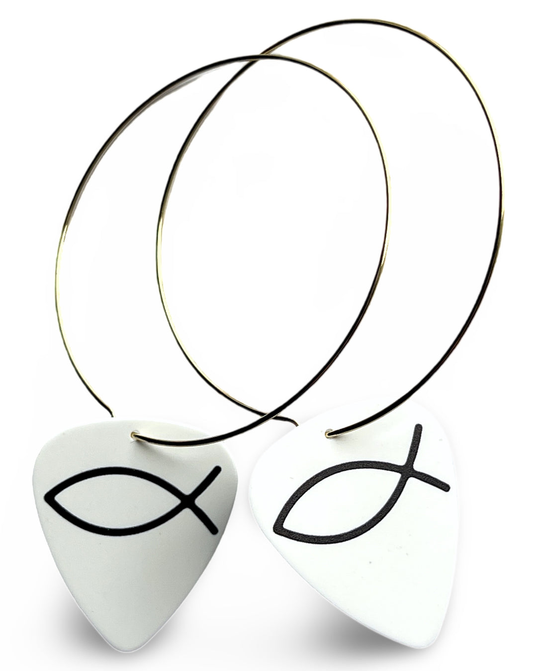 Jesus Fish Single Guitar Pick Earrings