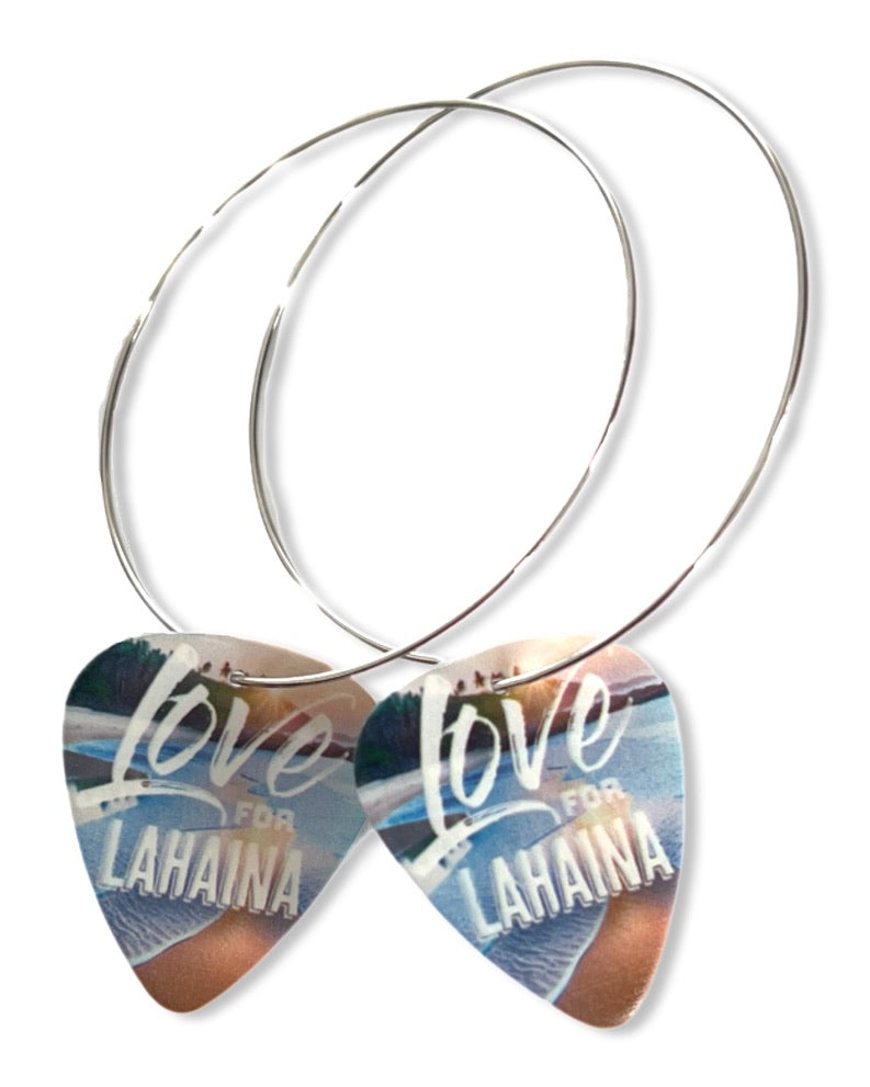 Love for Lahaina Sunset Single Guitar Pick Earrings