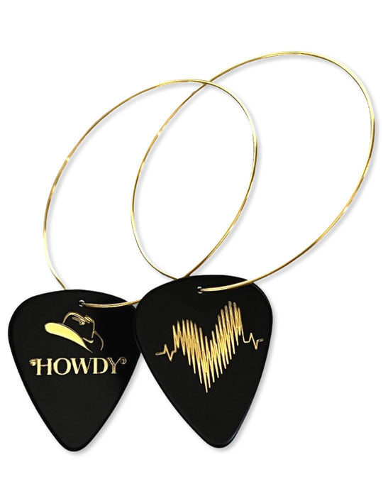 Howdy Black Gold Reversible Single Guitar Pick Earrings